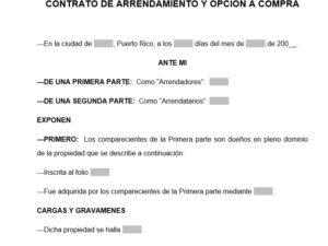 Contrato - Arrendamiento y Opción